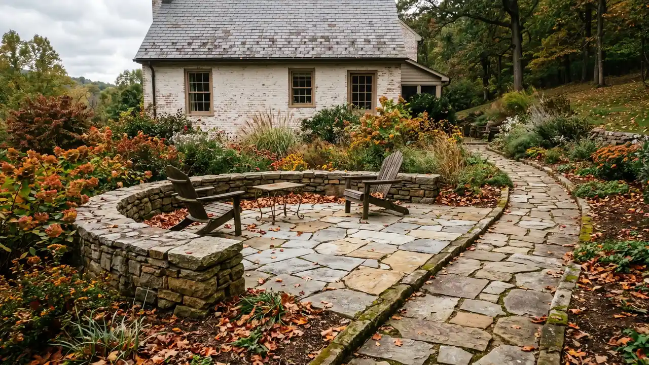 Representative hardscape design showing outdoor paving and landscape layout